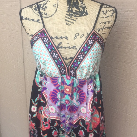 Silky Colorful Sleeveless Dress Sz 10 Dressbarn - Picture 5 of 17